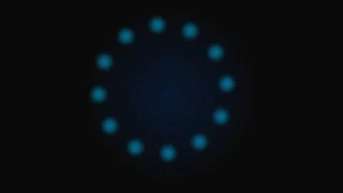 A subtle circular arrangement of glowing blue lights on a black background Stock Footage 339617572