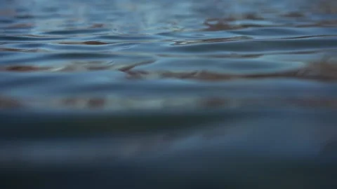 Subtle dark blue water ripples on a small lake in the falltime. Stock Footage 255481048