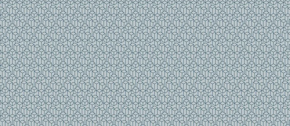 Subtle geometric textile pattern featuring repeating cube shapes in muted blu Stock Illustration