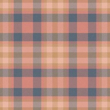 Subtle herringbone plaid pattern in soft peach, beige, and grey tones.  Ideal Stock Illustration