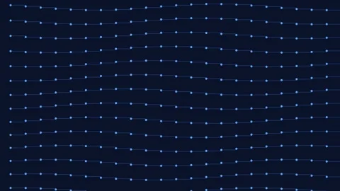 Subtle horizontal line pattern on deep blue abstract technological background Stock Footage 343632067
