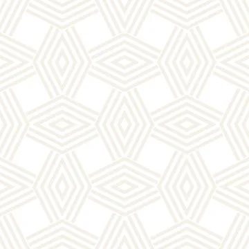Subtle Ornament With Striped Rhombuses. Vector Seamless Monochrome Pattern Stock Illustration