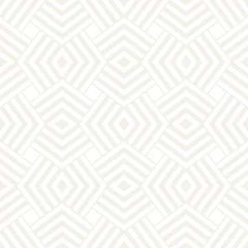 Subtle Ornament With Striped Rhombuses. Vector Seamless Monochrome Pattern Stock Illustration