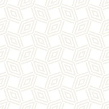 Subtle Ornament With Striped Rhombuses. Vector Seamless Monochrome Pattern Stock Illustration
