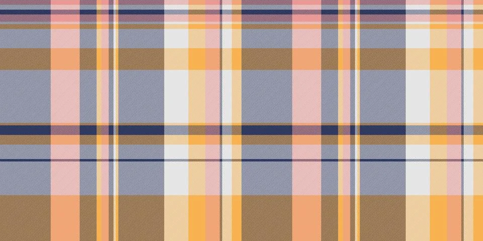 Subtle pastel plaid pattern in soft peach, dusty rose, muted yellow, and grey Stock Illustration