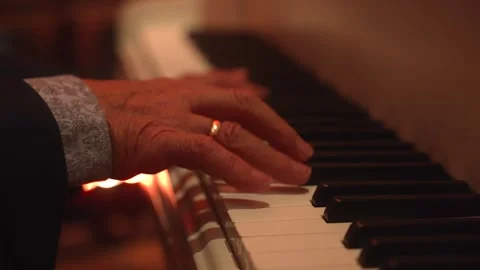 Subtle Piano Music Creation. Graceful Pianist Gracefully Executes Smooth And Stock Footage 344793864