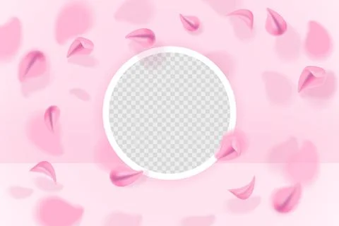Subtle pink background with flying sakura petals. Romantic concept. Stock Illustration