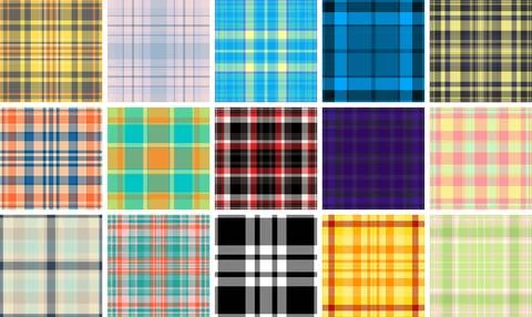 Subtle plaid pattern pack branding mockups. Low contrast tartan textures add  스톡 일러스트