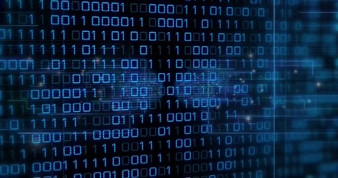 Subtle scrolling causing blue binary rows shifting right and grid pulsing Stock Footage 316623621