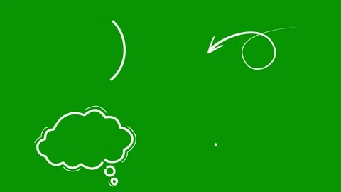 Subtle white scribble elements isolated on vibrant green screen Stock Footage 346825196