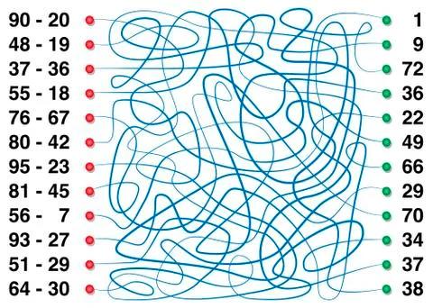 Subtractions Elementary Arithmetic Learning Labyrinth Stock Illustration