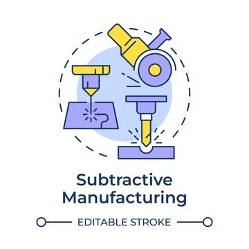 Subtractive manufacturing multi color concept icon Illustrazione stock