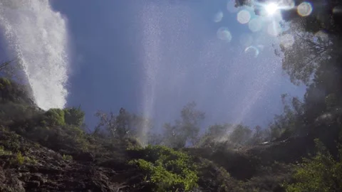 Subtropical Rainforest Waterfall view from beneath 2 Stock Footage 154383443