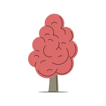 Subtropical tree with red foliage Stock Illustration