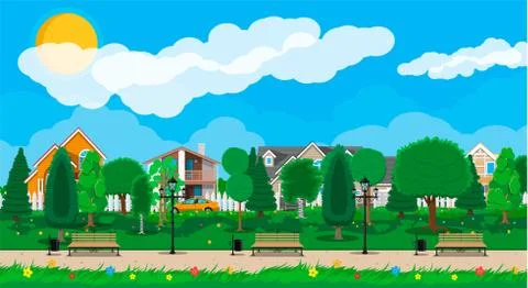 Suburb park concept Stock Illustration