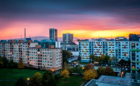 Suburb at sunset Stock Photos