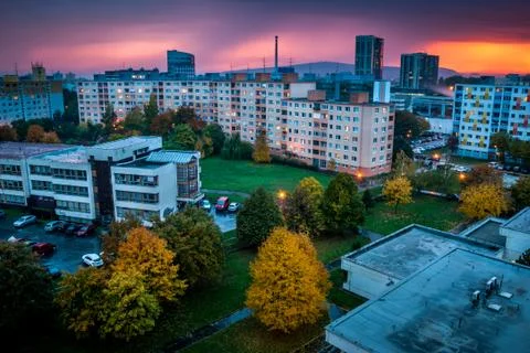 Suburb at sunset Stock Photos