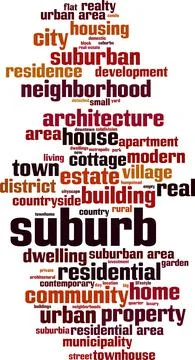 Suburb word cloud Stock Illustration