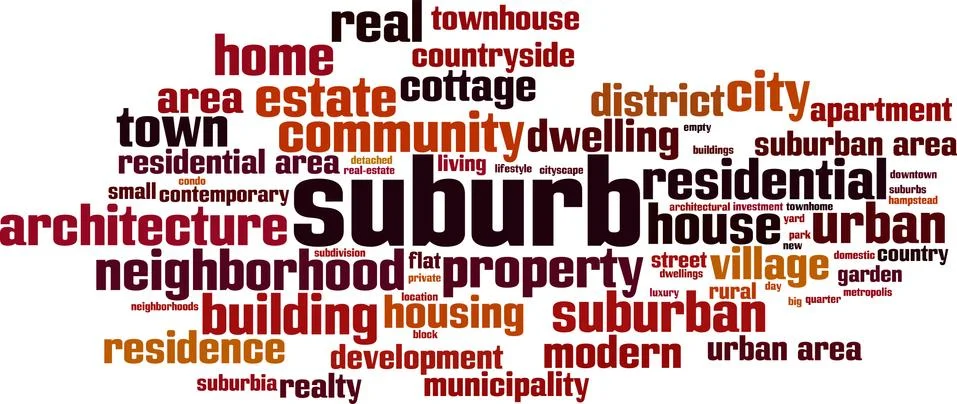 Suburb word cloud Stock Illustration