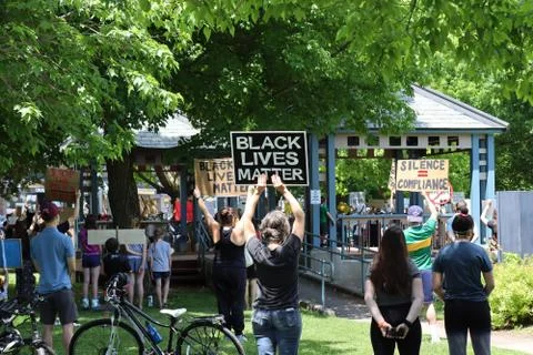 Suburban area Black lives matter rally Stock Photos