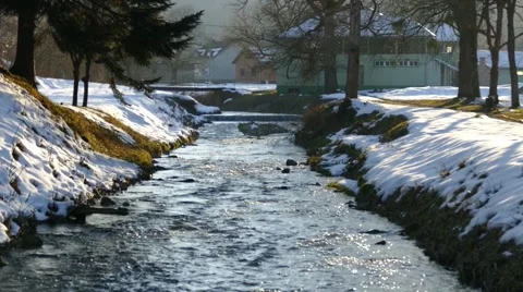 Suburban Area With Creek Passing Through  Stock Footage 47005503