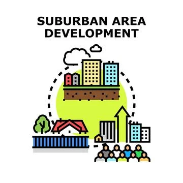 Suburban area development planning new urban expansion Stock Illustration