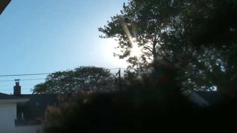 Suburban backyard timelapse of sunset Video stock 81174413