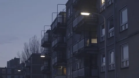 Suburban building at night Stock Footage 73703723