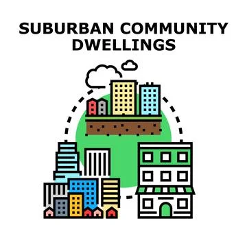 Suburban community dwellings concept vector illustration Stock Illustration