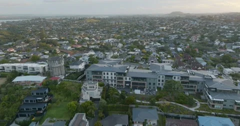 Suburban complex with solar panels. ST HELIERS, AUCKLAND, NEW ZEALAND Stock-Footage 302239989