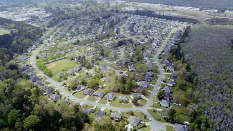 Suburban Development Aerial View Stock Footage