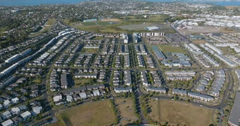 Suburban development with parks and open spaces. STONEFIELDS, AUCKLAND, NZ Video stock 302931001