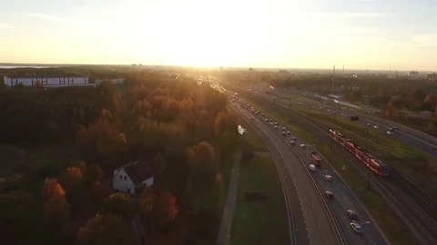 Suburban electric train on a sunset. Vídeo Stock 72666721