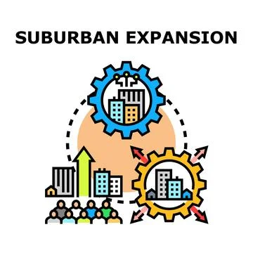 Suburban expansion development planning creating new neighborhoods Stock Illustration
