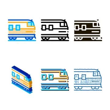 Suburban forms electric train icon vector outline 스톡 일러스트