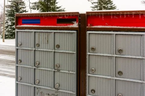 Suburban  group mailboxes Stock Photos
