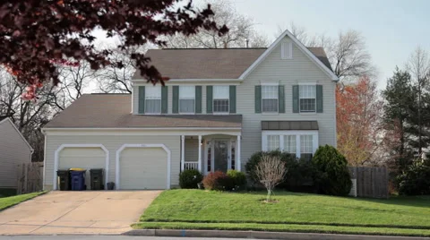 Suburban home in eastern USA, front view Stock Footage 46182010