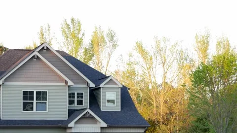 Suburban Home In The Sunset Stock Footage 239492445