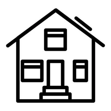 Suburban house line icon. House exterior vector illustration isolated on white Stock Illustration