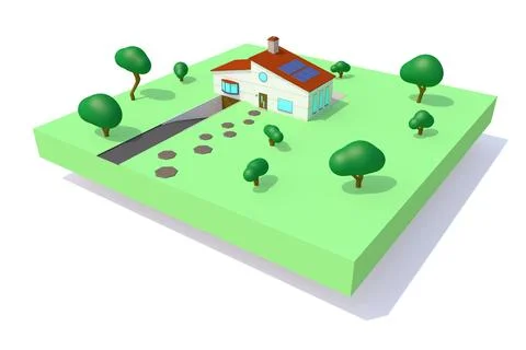 Suburban house - Low poly model Stock Illustration