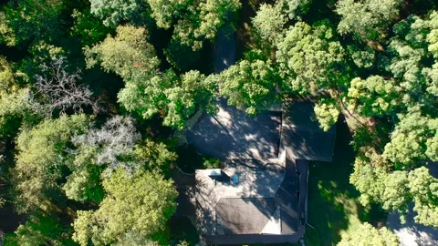 Suburban House Top-Down Vertical Aerial Drone Shot Stock Footage 145243282