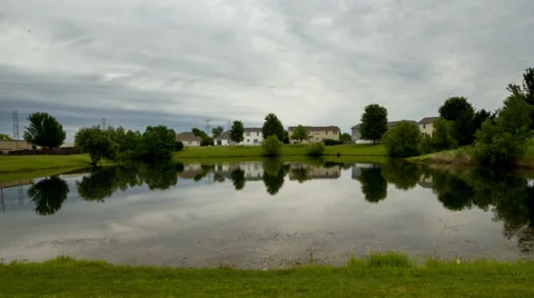 Suburban Lake Reflection Time Lapse Stock Footage 65028848