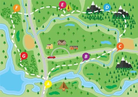 Suburban nature map Stock Illustration