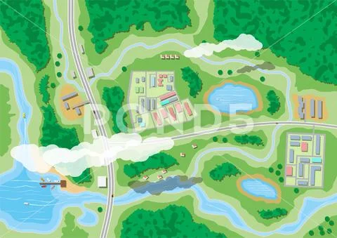 Suburban nature map Stock Illustration