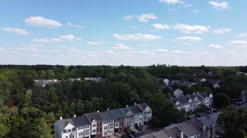 Suburban Neighborhood Aerial Drone Shot Stock Footage