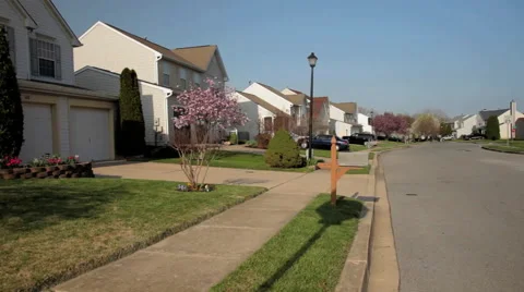 Suburban neighborhood on the east coast, United States. Stock Footage
