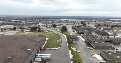 Suburban Office and Warehouse Complex, Drone Aerial View, Urbandale, Iowa, USA Stock Footage 236260478