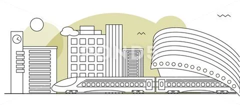 Suburban or metro train station flat design Stock Illustration