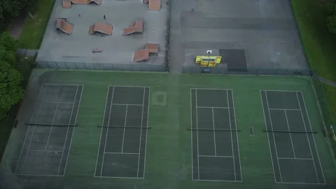 Suburban public playground flying above Stock Video Pond5