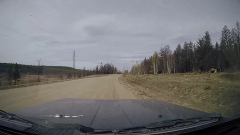 Suburban Road. View from Car windshield. Full HD 스톡 동영상 76067582